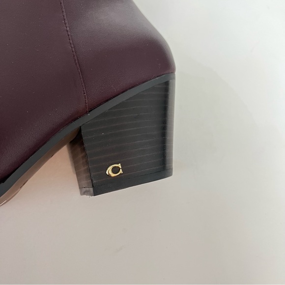 Coach Women Pacey Slip On Pointed Toe Ankle Booties- New In Box - Dark Cranberry - Picture 15 of 16